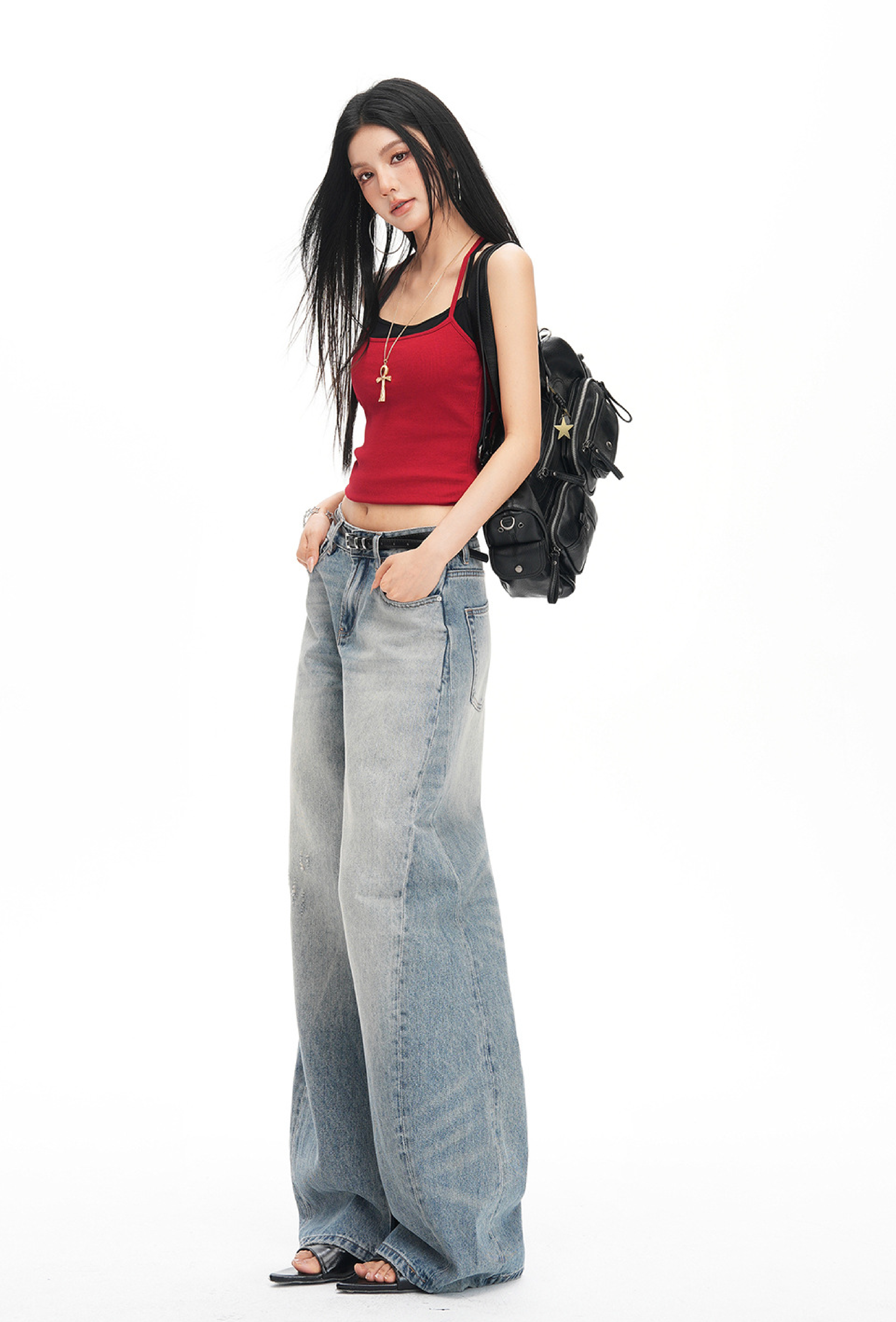 Vintage Washed Wide-Leg Jeans