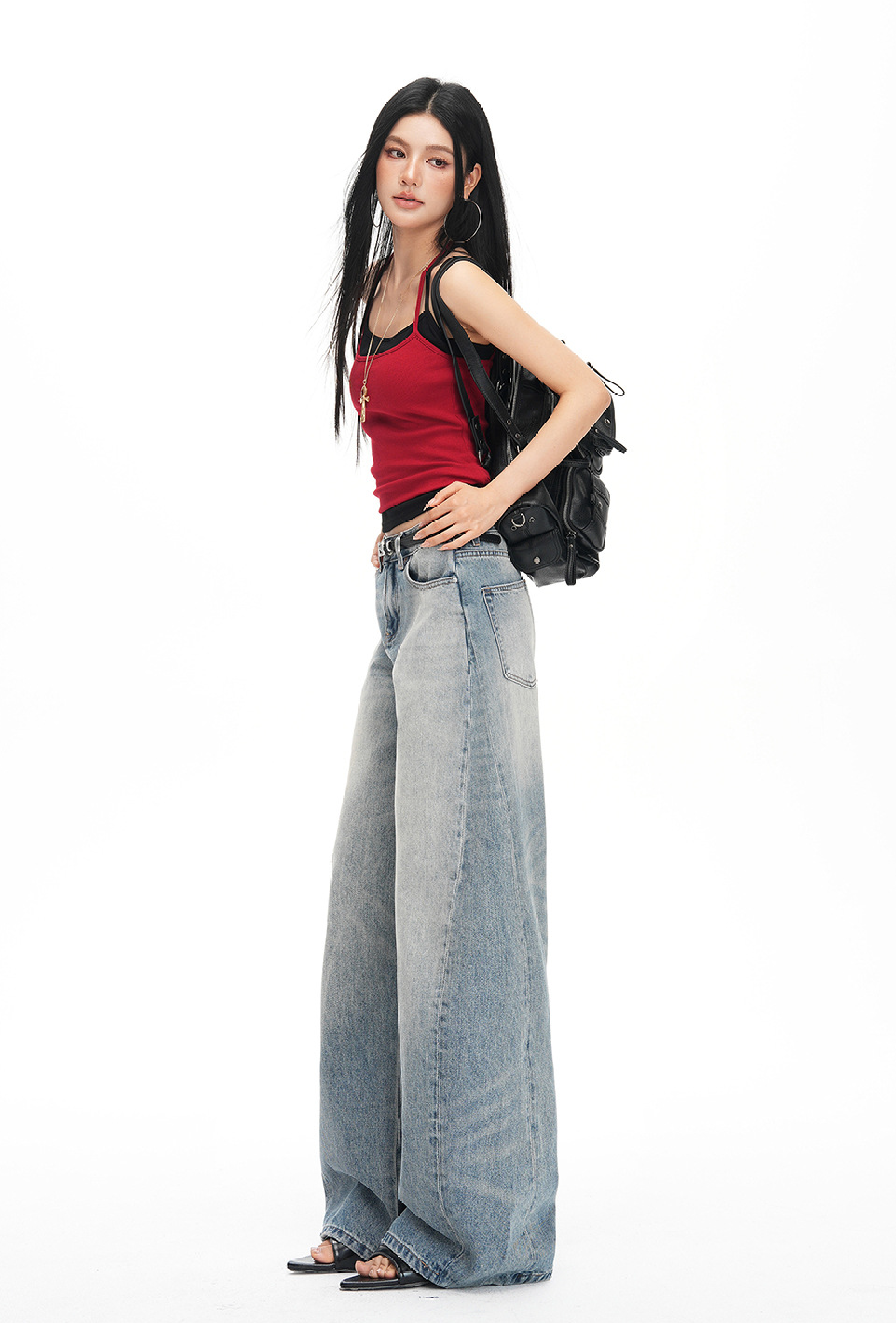 Vintage Washed Wide-Leg Jeans
