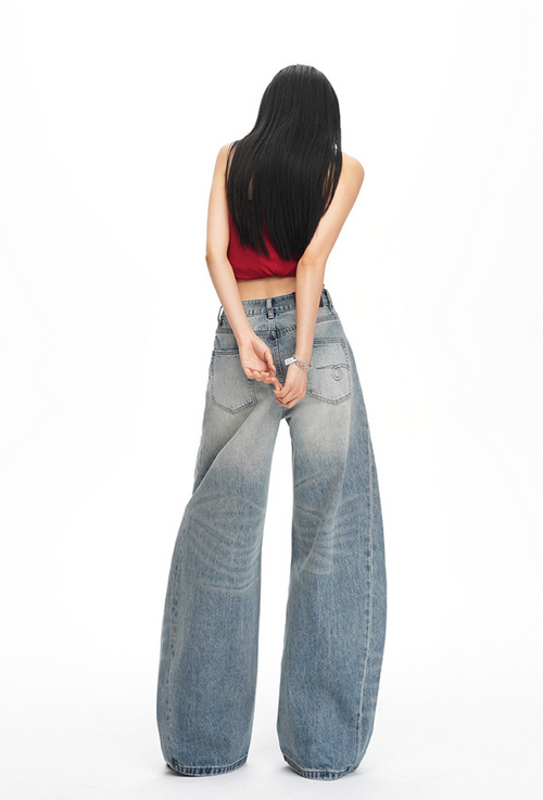 Vintage Washed Wide-Leg Jeans