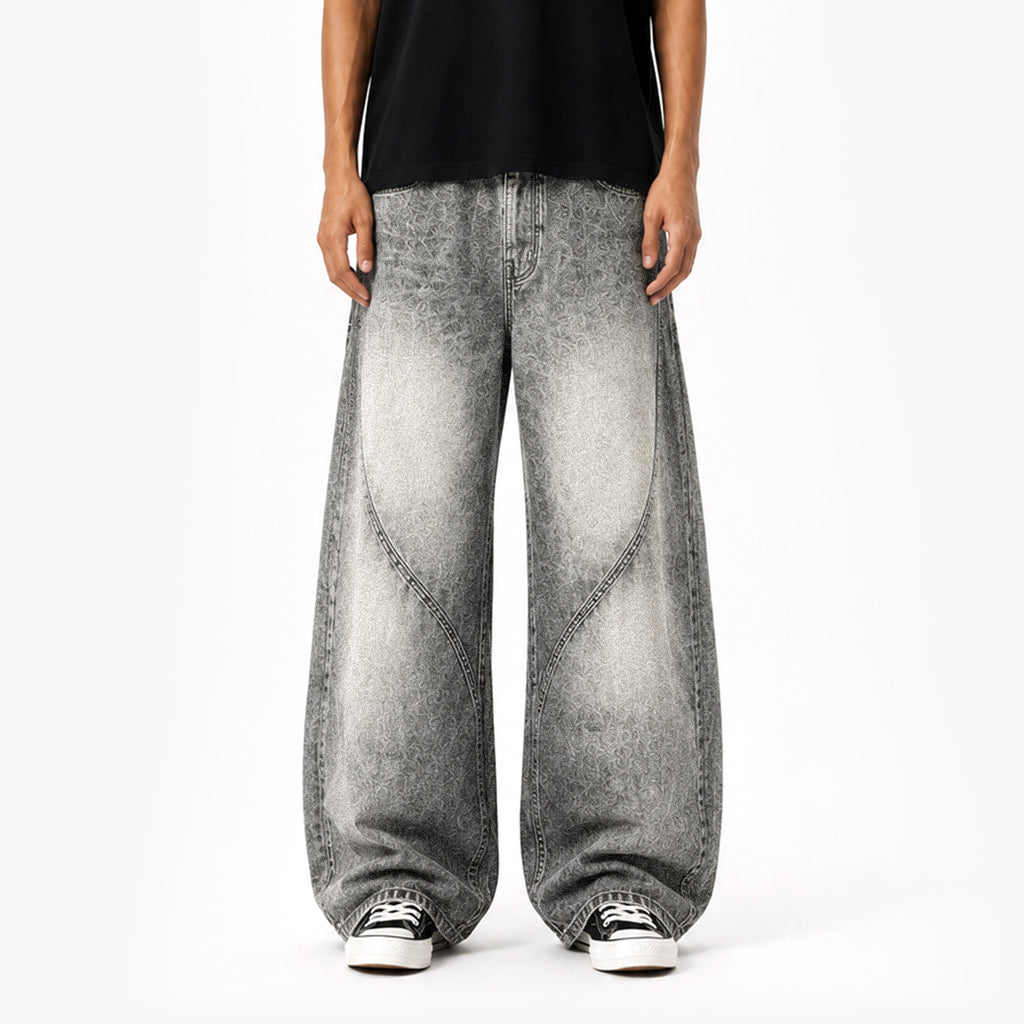 Curved Panel Wide-Leg Jeans