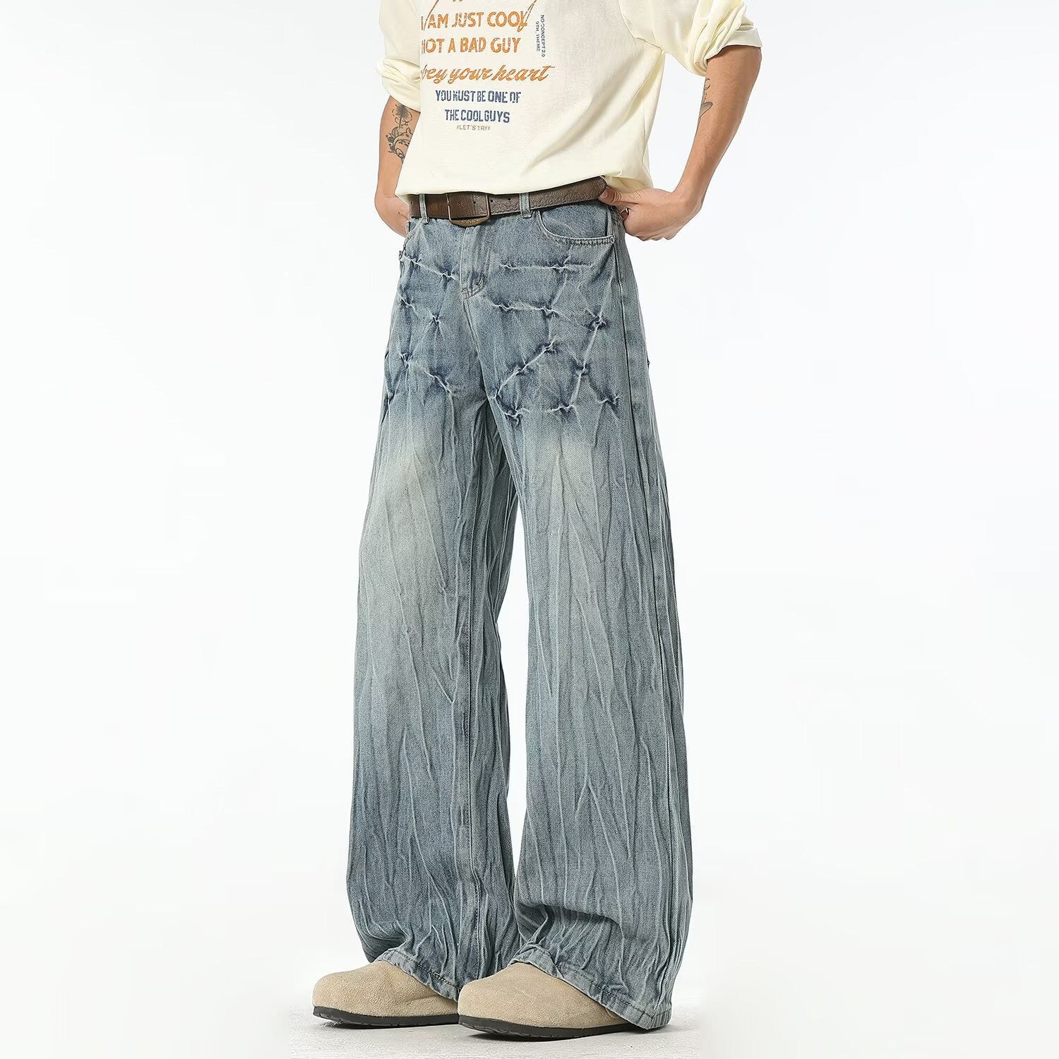 Electric Crackle Wide-Leg Jeans