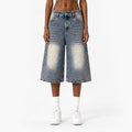 Rhinestone Wide-Leg Denim Culottes