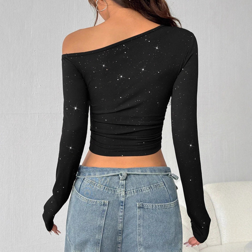 Sleek Asymmetrical Ribbed Crop Top