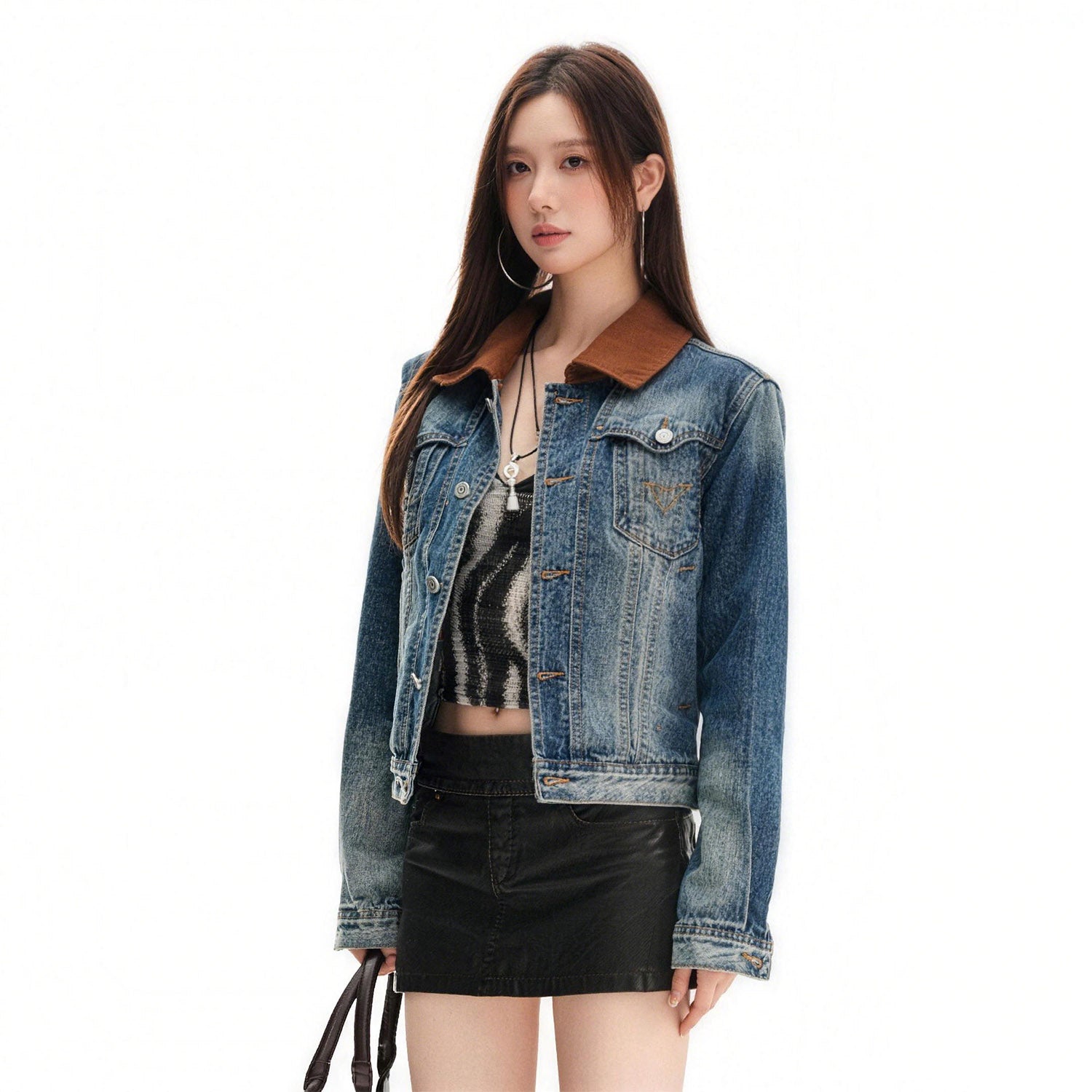 The Contrast Stitching Denim Jacket