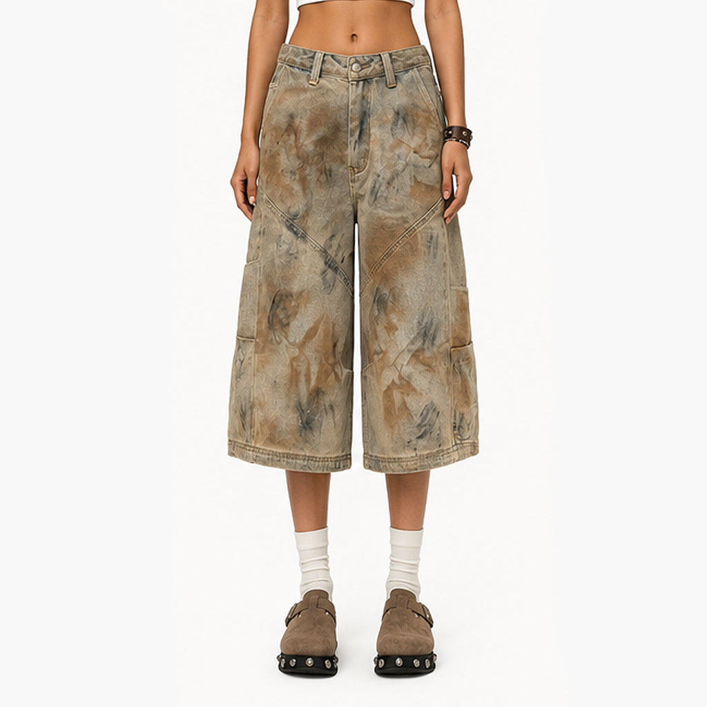The Grunge Distressed Wide-Leg Capris