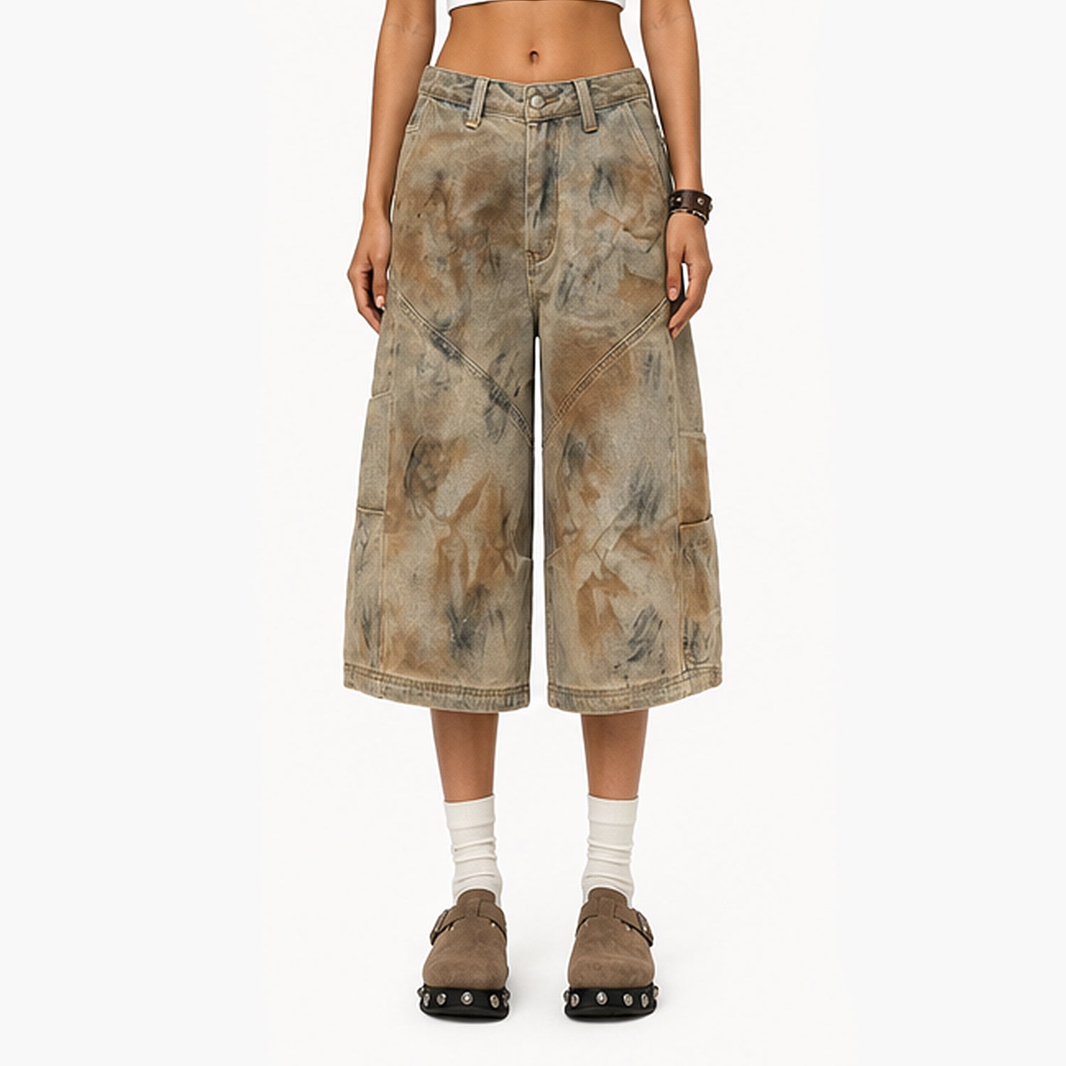 The Grunge Distressed Wide-Leg Capris