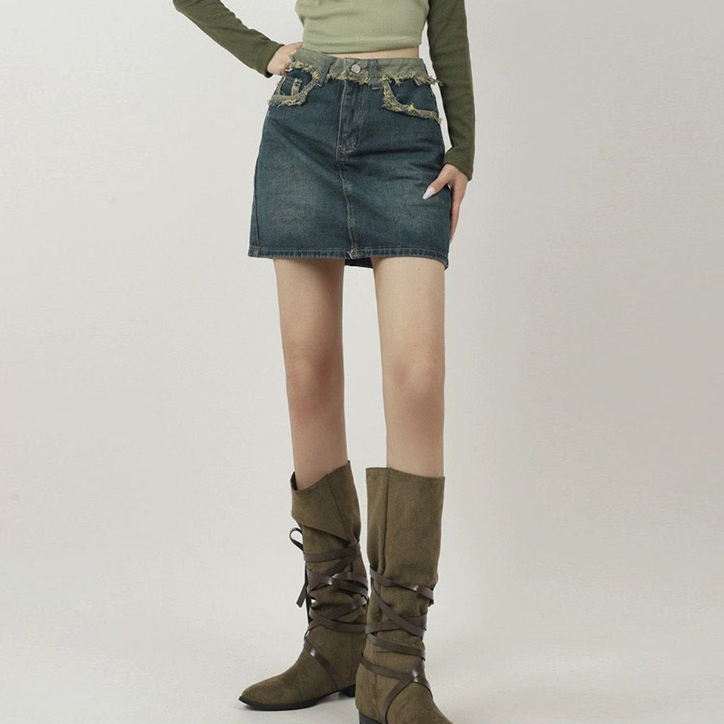 The Raw-Hem Distressed Denim Mini