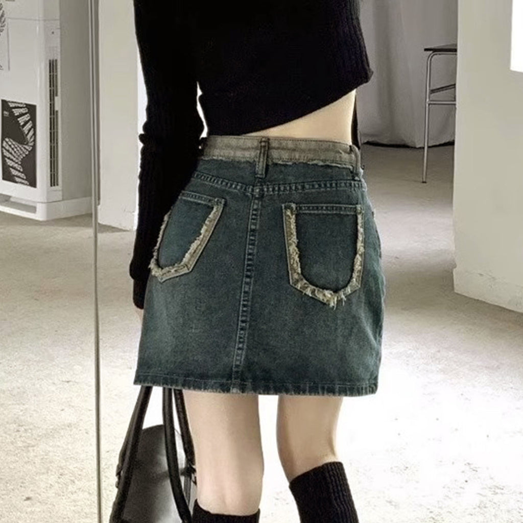 The Raw-Hem Distressed Denim Mini