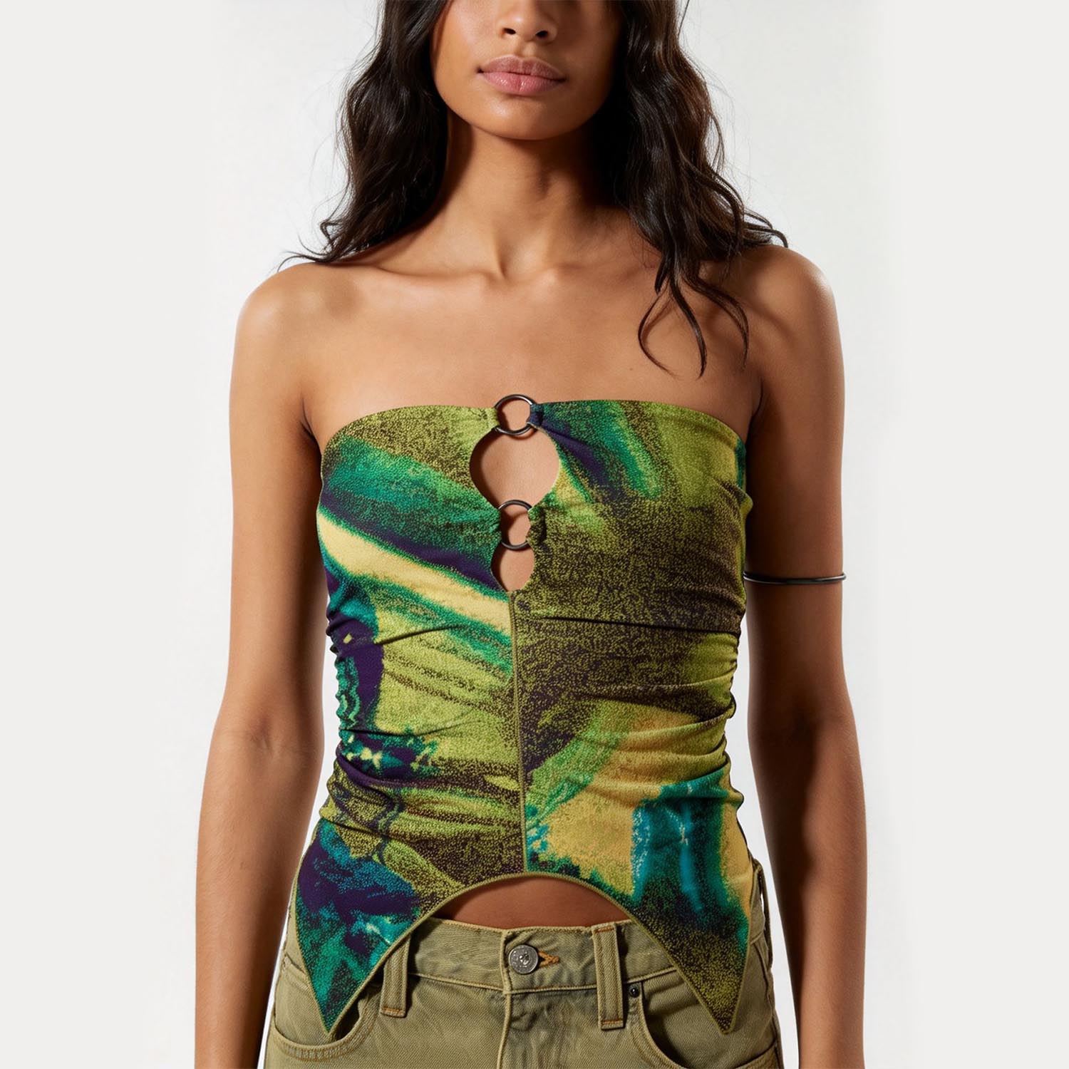 The Ultimate Y2K Strapless Ring Crop Top