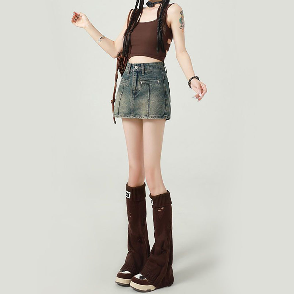 The Vintage-Wash Denim Mini