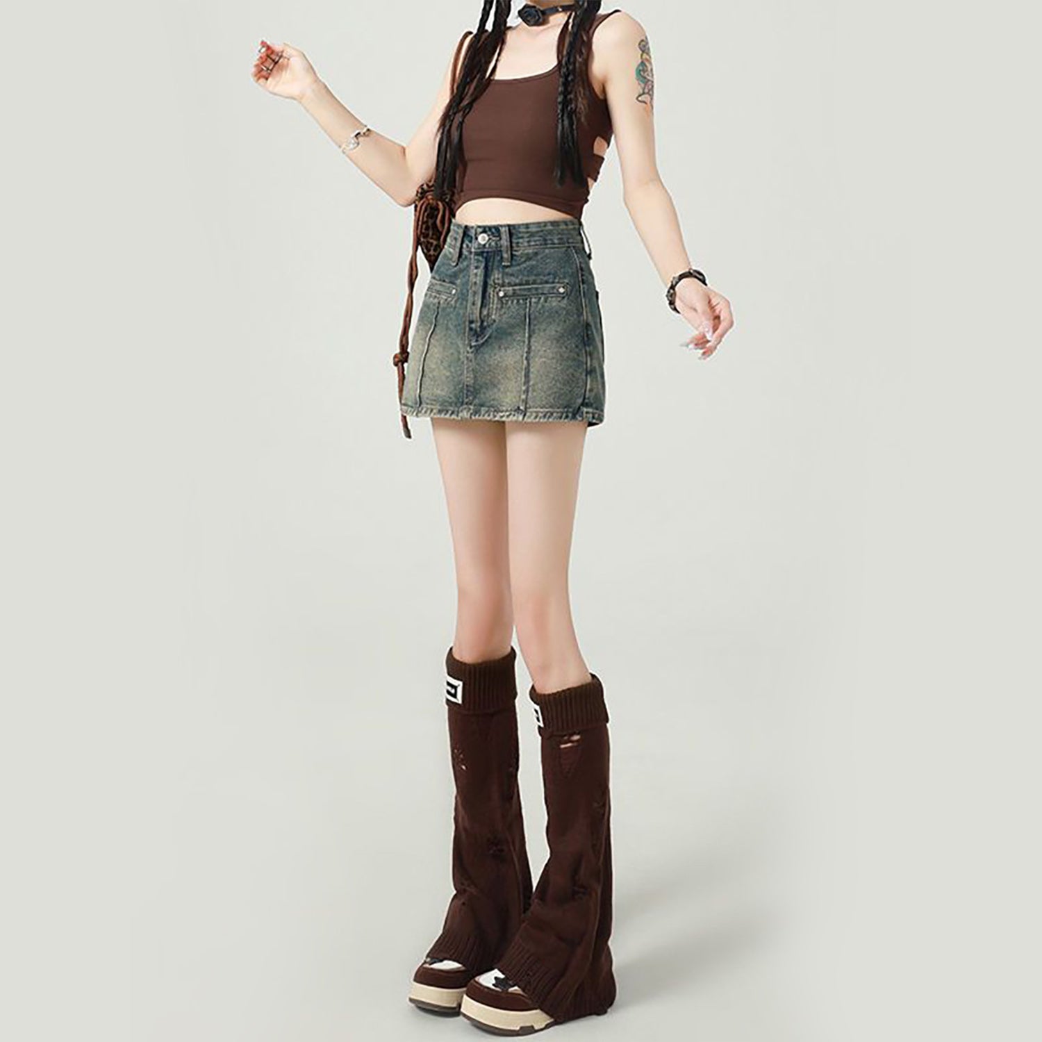 The Vintage-Wash Denim Mini