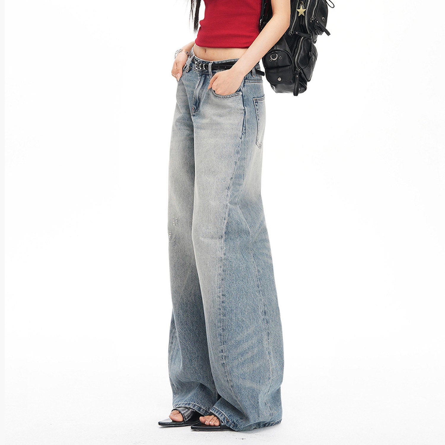 The Vintage-Wash Wide-Leg Denim