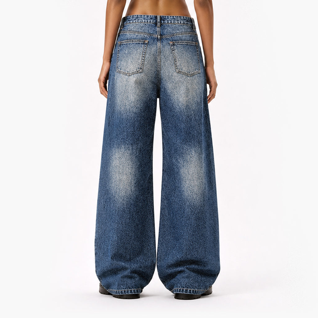 Vintage Studded Wide-Leg Jeans