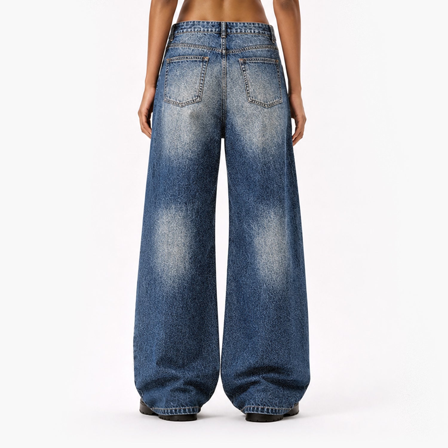 Vintage Studded Wide-Leg Jeans