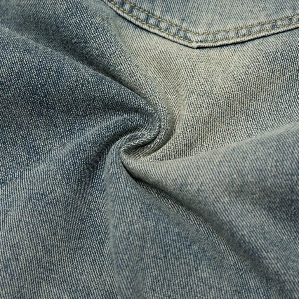 Vintage Washed Pleated Denim Shorts