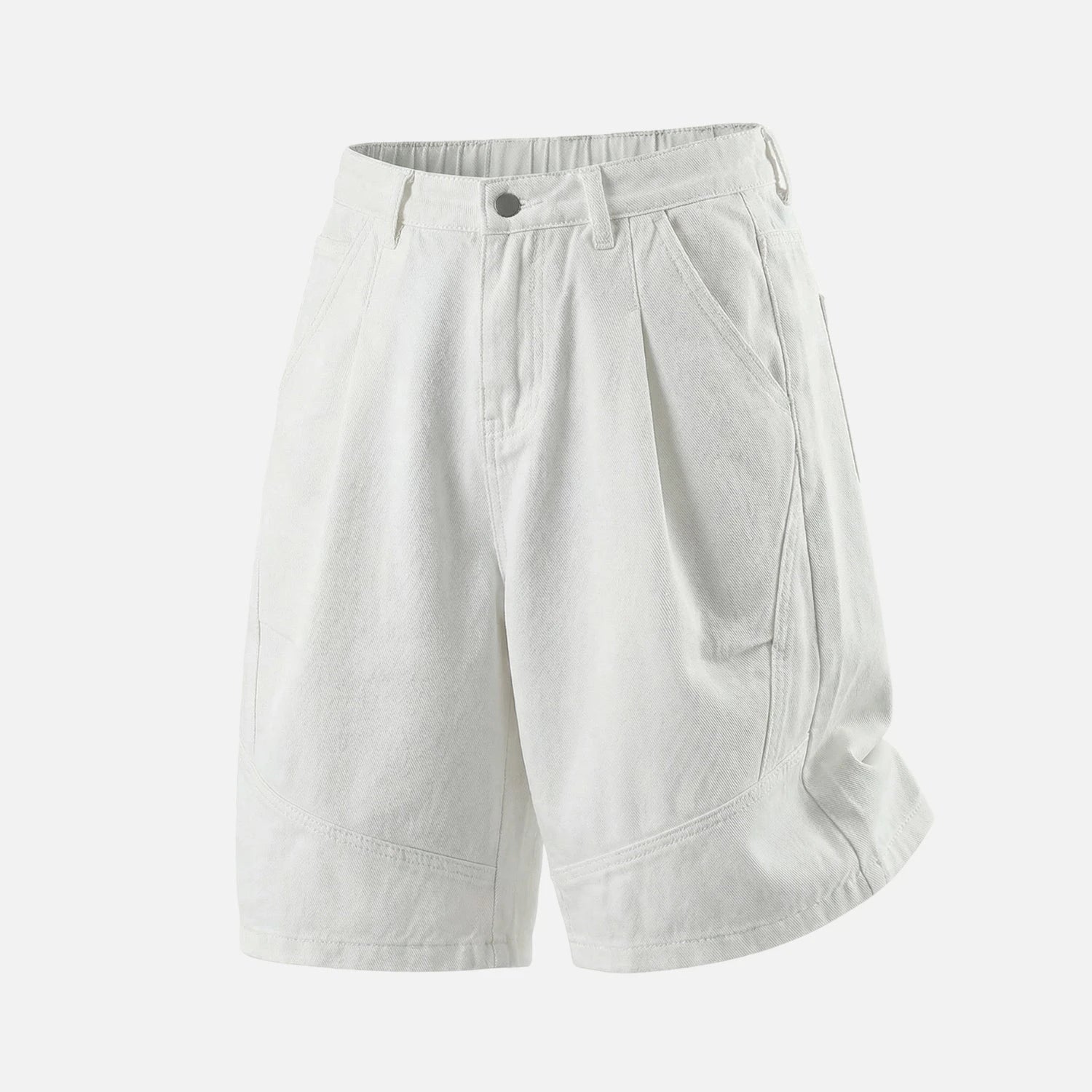 Vintage Washed Pleated Denim Shorts