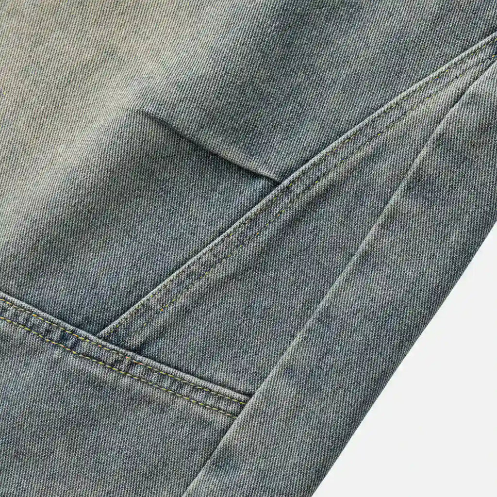 Vintage Washed Pleated Denim Shorts