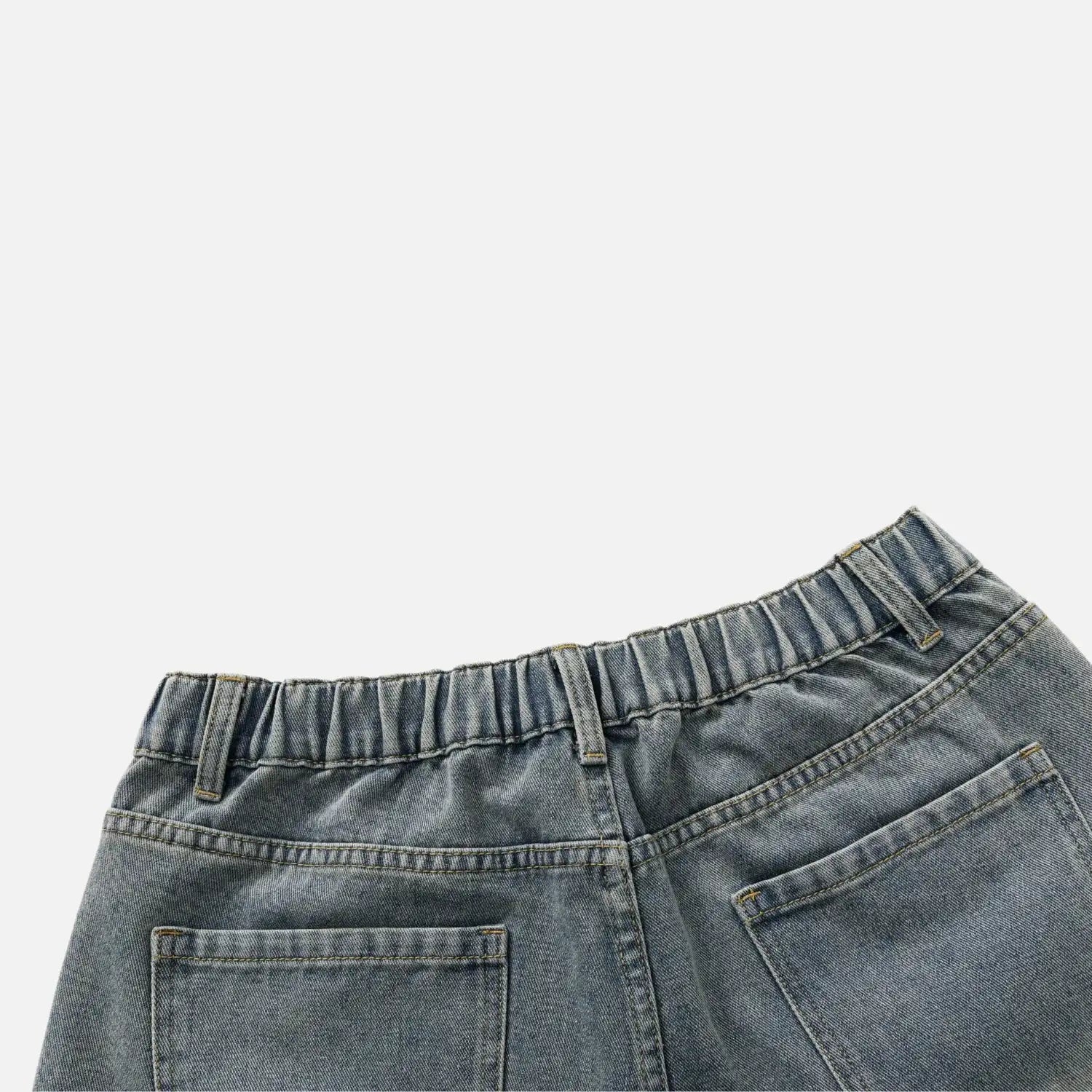 Vintage Washed Pleated Denim Shorts