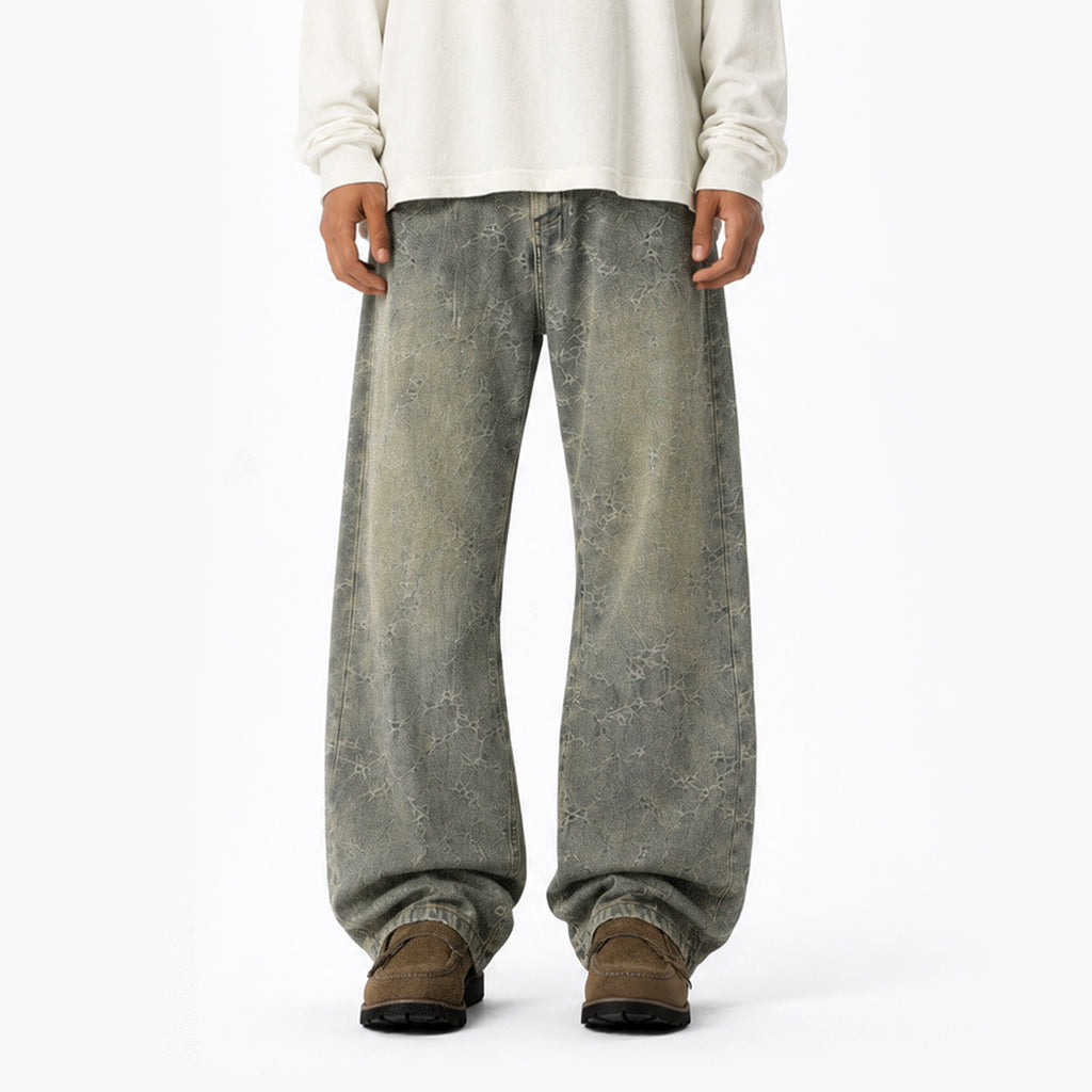Vintage Washed Wide-Leg Denim Jeans