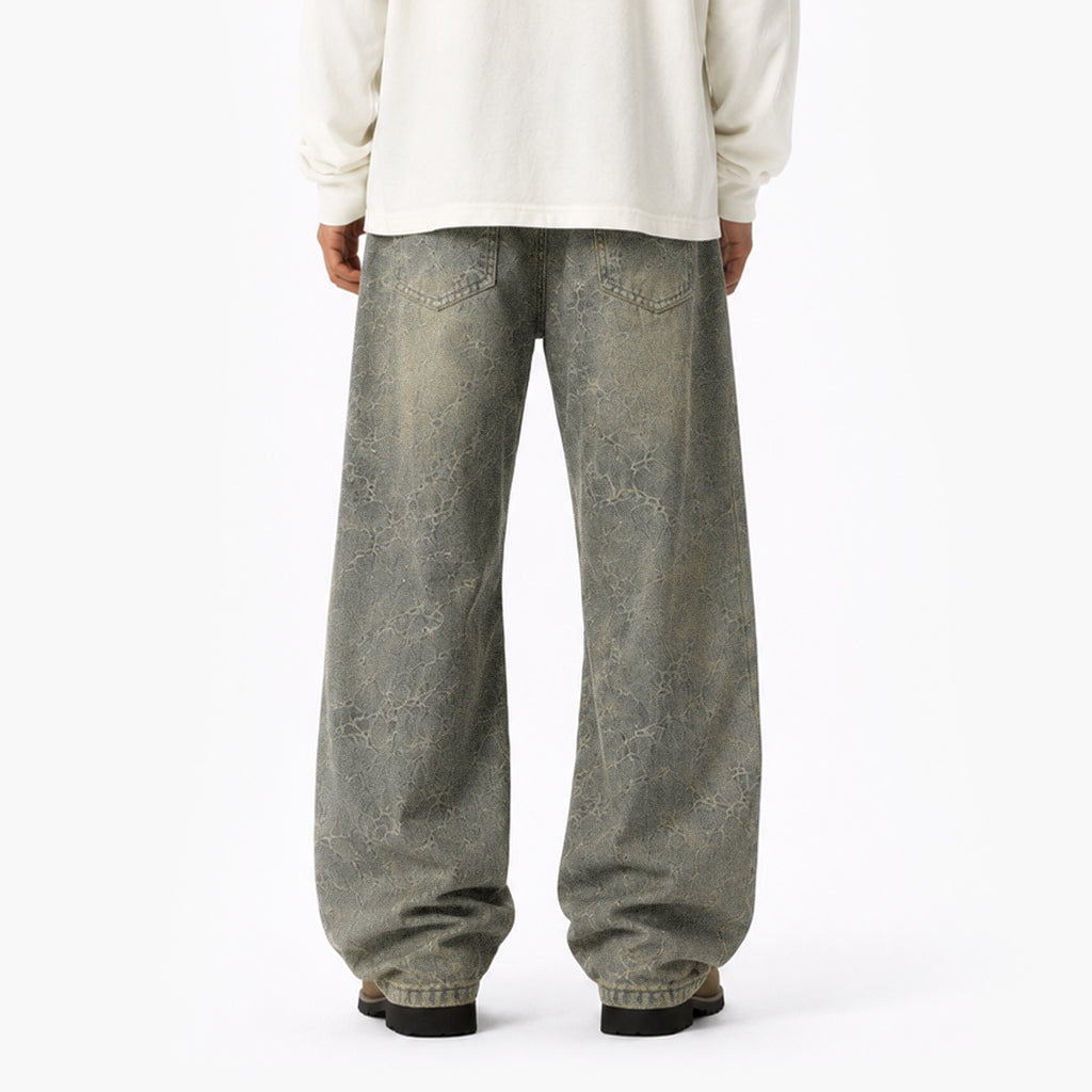 Vintage Washed Wide-Leg Denim Jeans