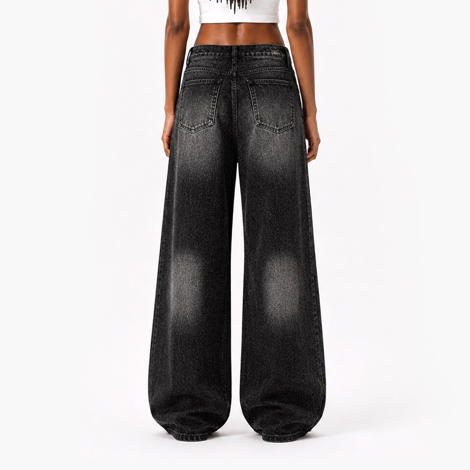 Vintage Studded Wide-Leg Jeans