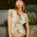 Zebra Print Off-Shoulder Crop Top