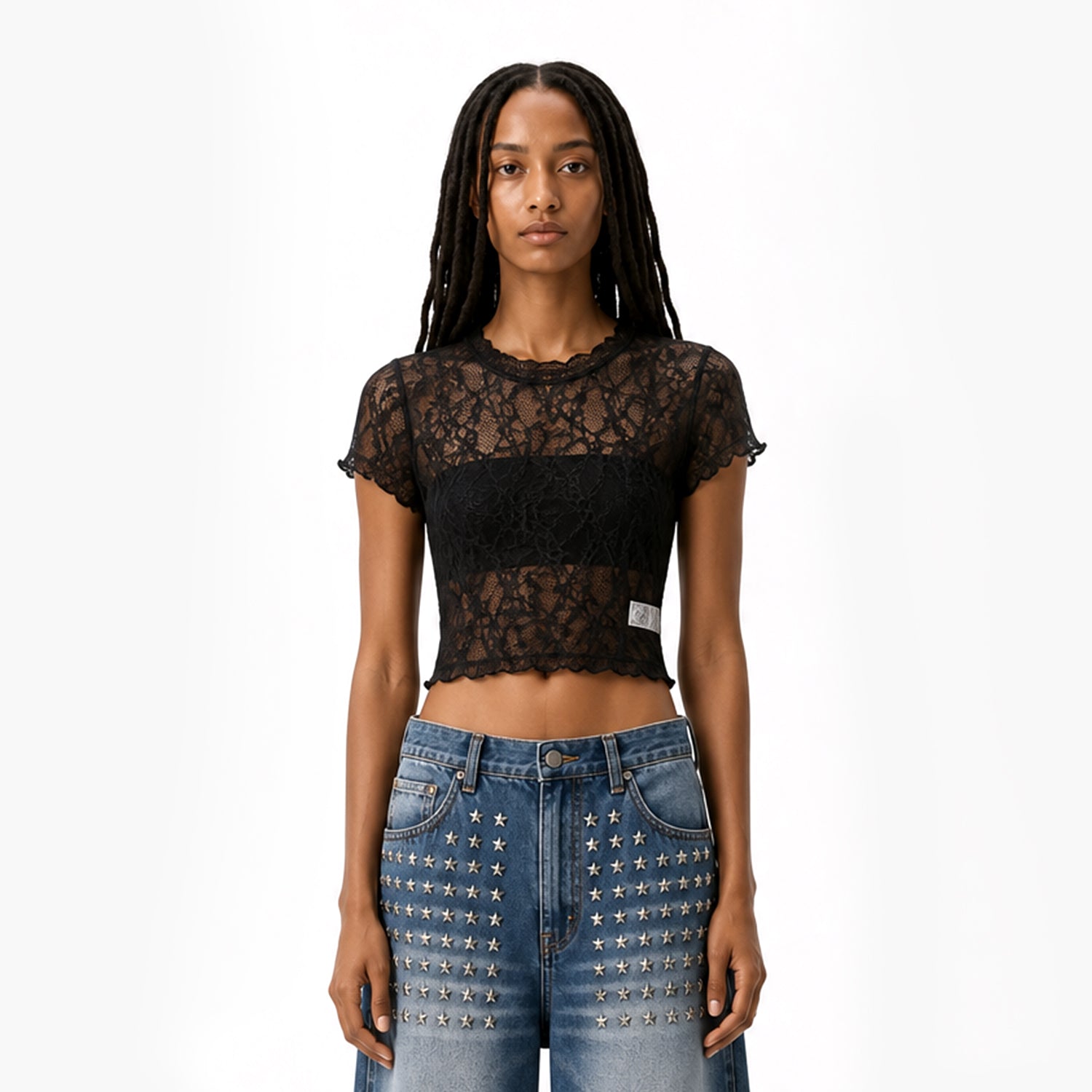 Sheer Mesh Cropped Tee