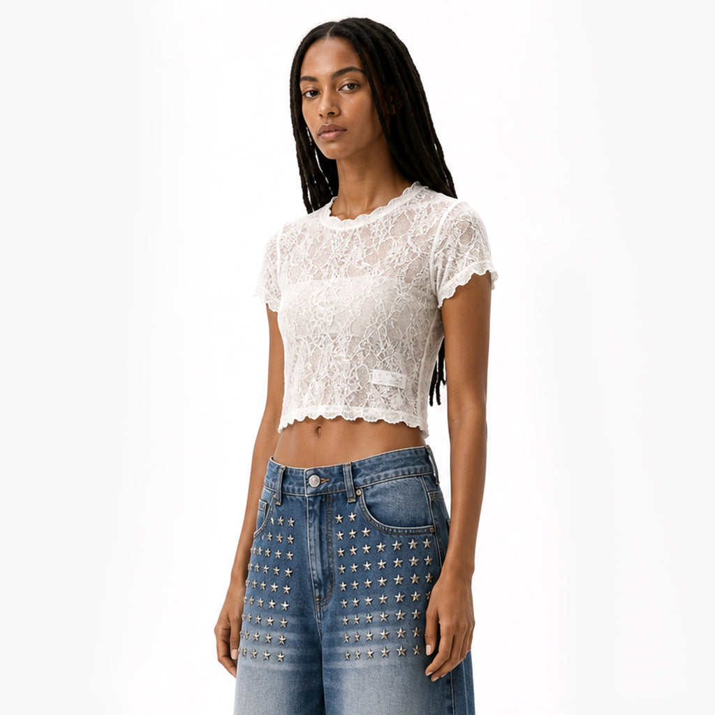 Sheer Mesh Cropped Tee